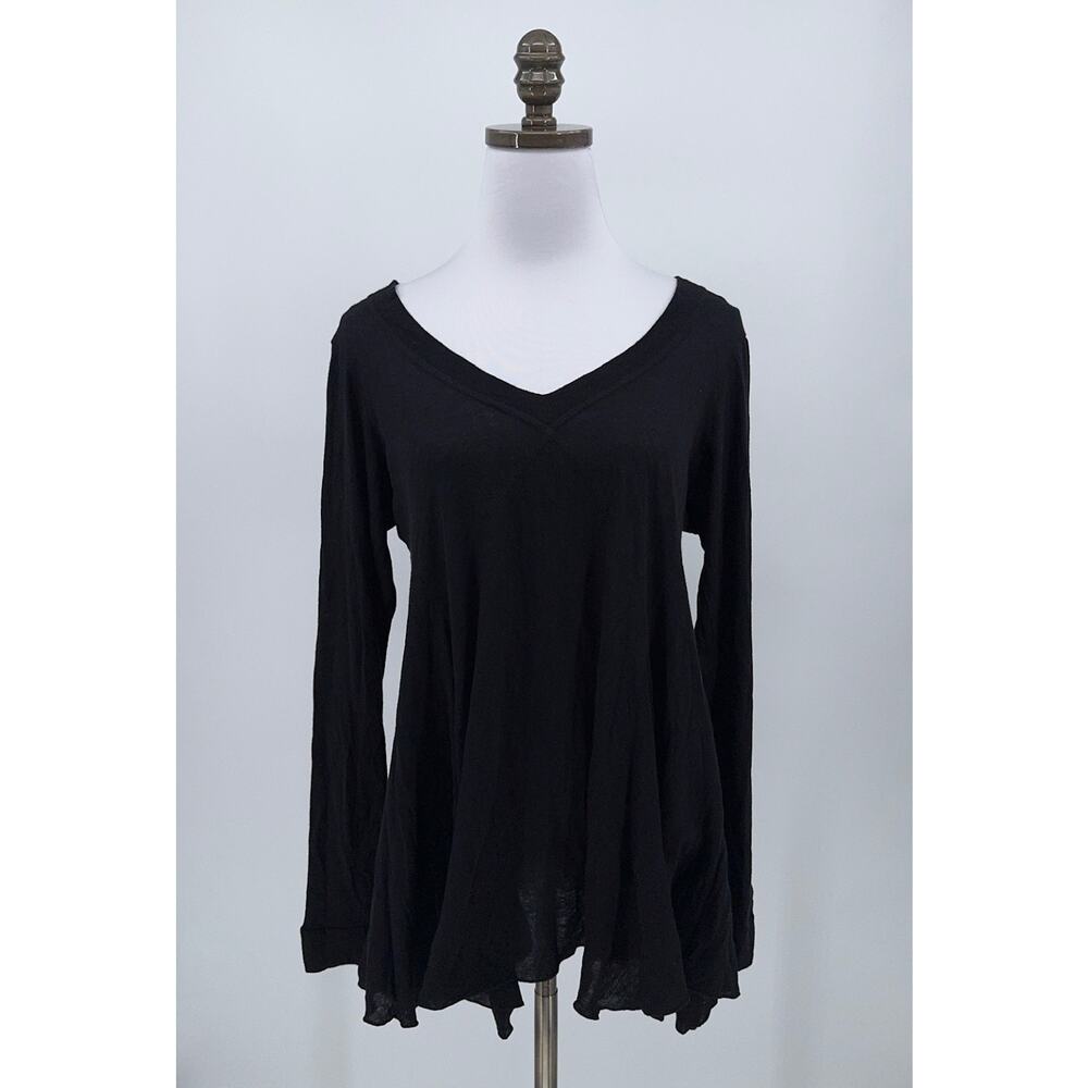 Jude Brand Womens Black Jersey V Neck Long Sleeve A Line Tunic Top Sz XL